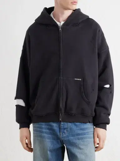 Nahmias Distressed Cotton-Jersey Zip-Up Hoodie - Men | Thumbnail 3 Nahmias Distressed Cotton-Jersey Zip-Up Hoodie - Men | Thumbnail 3