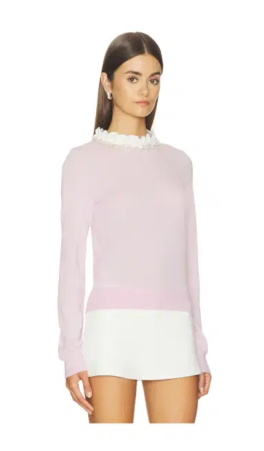 Self-Portrait Pink Flower Light Knit Jumper | Thumbnail 2 Self-Portrait Pink Flower Light Knit Jumper | Thumbnail 2