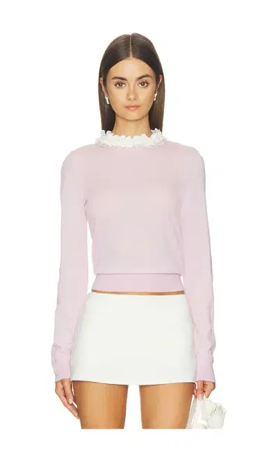 Self-Portrait Pink Flower Light Knit Jumper | Thumbnail 1 Self-Portrait Pink Flower Light Knit Jumper | Thumbnail 1