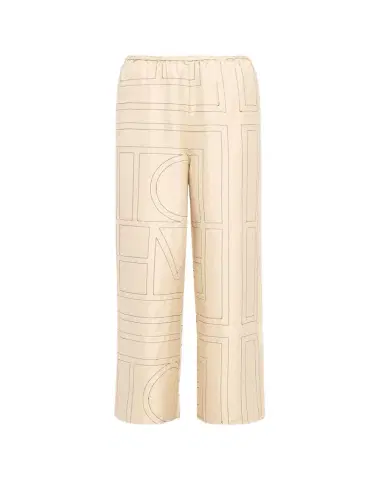 Toteme Monogram-Embroidered Silk Pajama Pants | Thumbnail 1 Toteme Monogram-Embroidered Silk Pajama Pants | Thumbnail 1