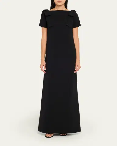 Carolina Herrera Shoulder Bow Crepe Column Gown | Thumbnail 2 Carolina Herrera Shoulder Bow Crepe Column Gown | Thumbnail 2