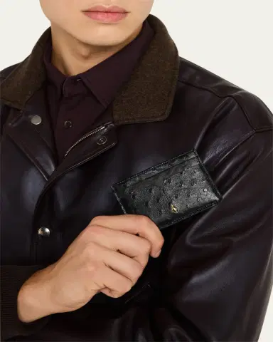 Jacques Marie Mage Men's Theodore Ostrich Card Case | Thumbnail 2 Jacques Marie Mage Men's Theodore Ostrich Card Case | Thumbnail 2