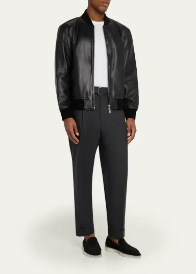 OFFICINE GÉNÉRALE Men's Hugo Wool Self-Belt Pleated Pants | Thumbnail 2 OFFICINE GÉNÉRALE Men's Hugo Wool Self-Belt Pleated Pants | Thumbnail 2