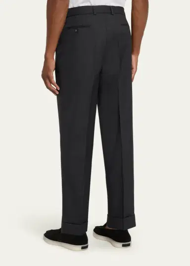 OFFICINE GÉNÉRALE Men's Hugo Wool Self-Belt Pleated Pants | Thumbnail 3 OFFICINE GÉNÉRALE Men's Hugo Wool Self-Belt Pleated Pants | Thumbnail 3
