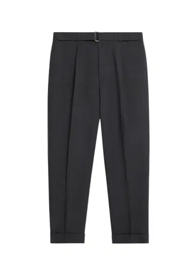OFFICINE GÉNÉRALE Men's Hugo Wool Self-Belt Pleated Pants | Thumbnail 1 OFFICINE GÉNÉRALE Men's Hugo Wool Self-Belt Pleated Pants | Thumbnail 1
