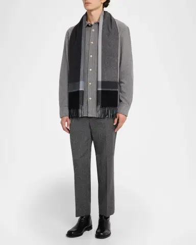 Neiman Marcus Men's Cashmere Exploded Plaid Scarf | Thumbnail 2 Neiman Marcus Men's Cashmere Exploded Plaid Scarf | Thumbnail 2