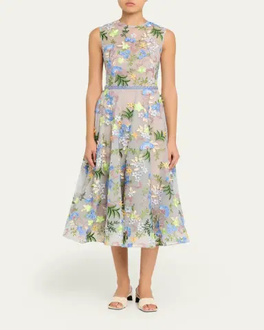 Bronx and Banco Saba Beaded Floral Applique Midi Dress | Thumbnail 2 Bronx and Banco Saba Beaded Floral Applique Midi Dress | Thumbnail 2