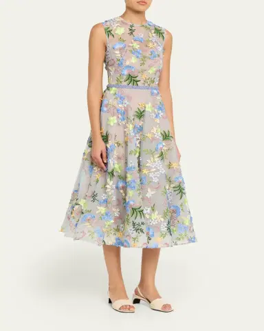 Bronx and Banco Saba Beaded Floral Applique Midi Dress | Thumbnail 4 Bronx and Banco Saba Beaded Floral Applique Midi Dress | Thumbnail 4