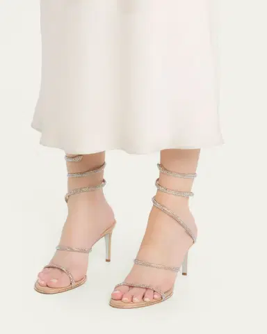 Rene Caovilla 80mm Cleo Embellished Leather Snake-Wrap Sandals | Thumbnail 2 Rene Caovilla 80mm Cleo Embellished Leather Snake-Wrap Sandals | Thumbnail 2