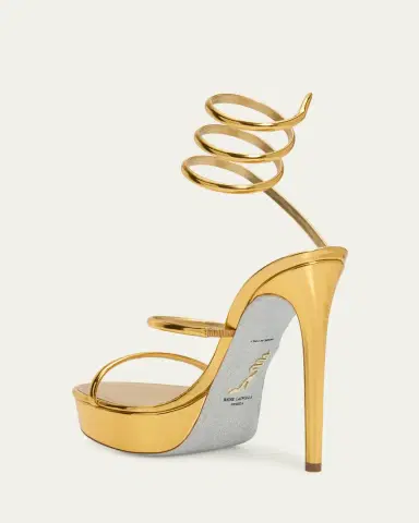 Rene Caovilla 130mm Metallic Leather Platform Snake-Wrap Sandals | Thumbnail 4 Rene Caovilla 130mm Metallic Leather Platform Snake-Wrap Sandals | Thumbnail 4