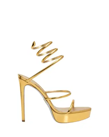 Rene Caovilla 130mm Metallic Leather Platform Snake-Wrap Sandals | Thumbnail 1 Rene Caovilla 130mm Metallic Leather Platform Snake-Wrap Sandals | Thumbnail 1