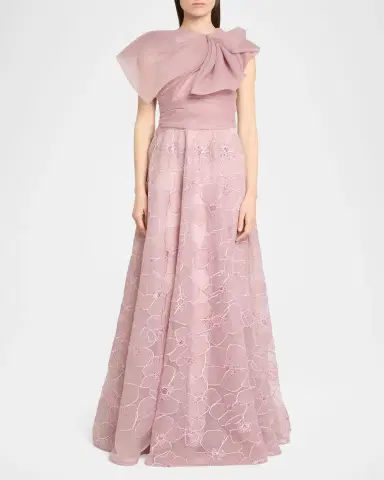 Talbot Runhof Bloom Embroidered Organza Bow A-Line Gown | Thumbnail 2 Talbot Runhof Bloom Embroidered Organza Bow A-Line Gown | Thumbnail 2