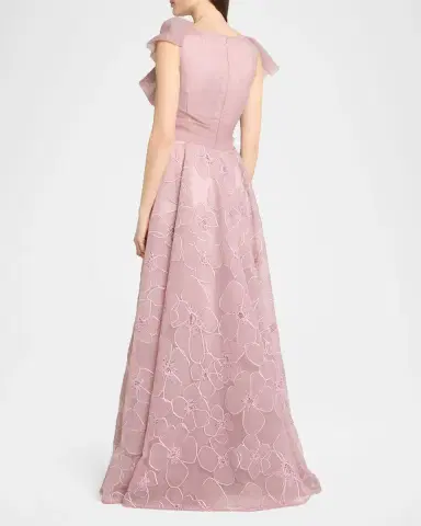 Talbot Runhof Bloom Embroidered Organza Bow A-Line Gown | Thumbnail 3 Talbot Runhof Bloom Embroidered Organza Bow A-Line Gown | Thumbnail 3