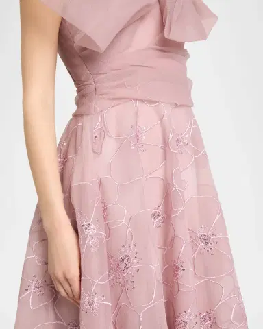 Talbot Runhof Bloom Embroidered Organza Bow A-Line Gown | Thumbnail 5 Talbot Runhof Bloom Embroidered Organza Bow A-Line Gown | Thumbnail 5