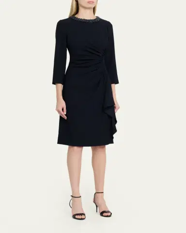 Rickie Freeman for Teri Jon Beaded Draped Crepe Dress | Thumbnail 4 Rickie Freeman for Teri Jon Beaded Draped Crepe Dress | Thumbnail 4