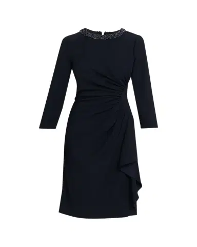Rickie Freeman for Teri Jon Beaded Draped Crepe Dress | Thumbnail 1 Rickie Freeman for Teri Jon Beaded Draped Crepe Dress | Thumbnail 1