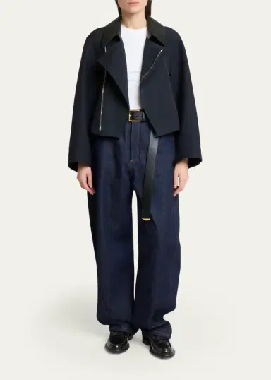 Givenchy Leather-Collar A-Line Cocoon Coat | Thumbnail 2 Givenchy Leather-Collar A-Line Cocoon Coat | Thumbnail 2