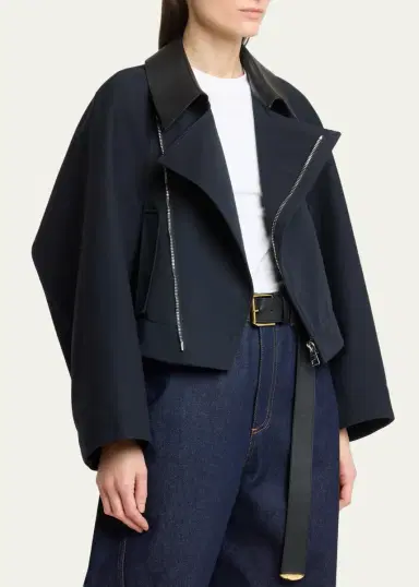 Givenchy Leather-Collar A-Line Cocoon Coat | Thumbnail 4 Givenchy Leather-Collar A-Line Cocoon Coat | Thumbnail 4