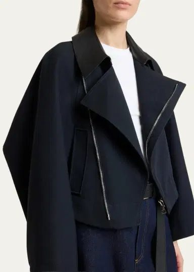 Givenchy Leather-Collar A-Line Cocoon Coat | Thumbnail 5 Givenchy Leather-Collar A-Line Cocoon Coat | Thumbnail 5