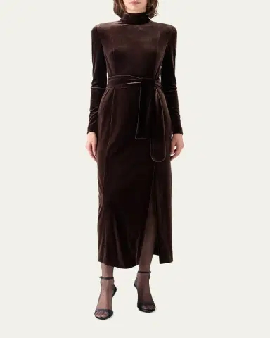 Akris punto Techno Stretch Velvet Midi Dress | Thumbnail 2 Akris punto Techno Stretch Velvet Midi Dress | Thumbnail 2