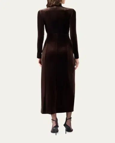 Akris punto Techno Stretch Velvet Midi Dress | Thumbnail 3 Akris punto Techno Stretch Velvet Midi Dress | Thumbnail 3
