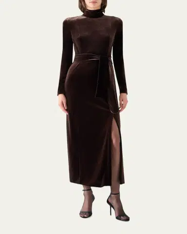 Akris punto Techno Stretch Velvet Midi Dress | Thumbnail 4 Akris punto Techno Stretch Velvet Midi Dress | Thumbnail 4