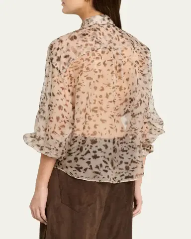 Brunello Cucinelli Printed Silk Chiffon Shirt | Thumbnail 3 Brunello Cucinelli Printed Silk Chiffon Shirt | Thumbnail 3