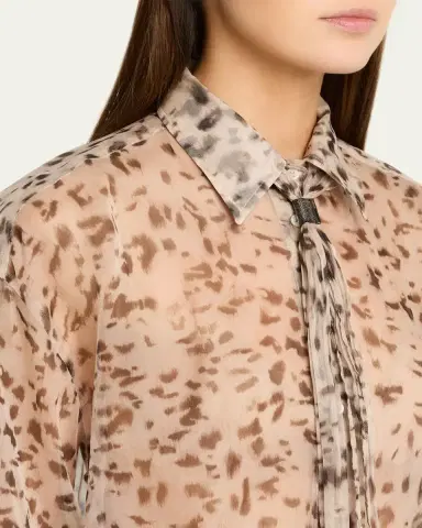 Brunello Cucinelli Printed Silk Chiffon Shirt | Thumbnail 5 Brunello Cucinelli Printed Silk Chiffon Shirt | Thumbnail 5