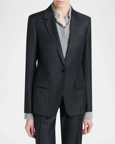 TOM FORD Wool-Mohair Pinstripe Blazer | Thumbnail 4 TOM FORD Wool-Mohair Pinstripe Blazer | Thumbnail 4