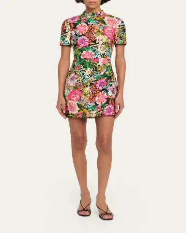 Saloni Draped Floral Mini Dress | Thumbnail 2 Saloni Draped Floral Mini Dress | Thumbnail 2