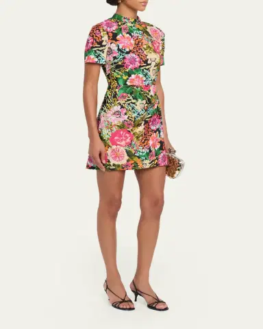 Saloni Draped Floral Mini Dress | Thumbnail 4 Saloni Draped Floral Mini Dress | Thumbnail 4
