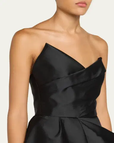 Monique Lhuillier Strapless Pleated Mikado Silk Mini Dress | Thumbnail 5 Monique Lhuillier Strapless Pleated Mikado Silk Mini Dress | Thumbnail 5