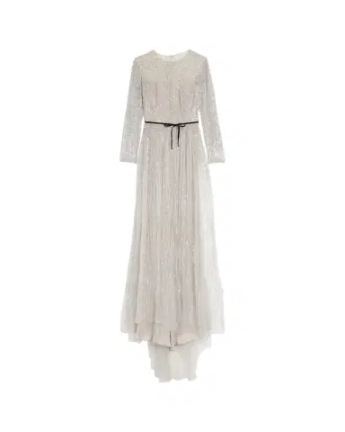 Monique Lhuillier Embellished Tulle Long-Sleeve Illusion Gown | Thumbnail 1 Monique Lhuillier Embellished Tulle Long-Sleeve Illusion Gown | Thumbnail 1