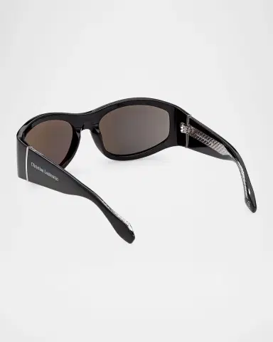 Christian Louboutin Men's Temple-Logo Acetate Rectangle Sunglasses | Thumbnail 4 Christian Louboutin Men's Temple-Logo Acetate Rectangle Sunglasses | Thumbnail 4