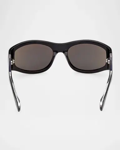 Christian Louboutin Men's Temple-Logo Acetate Rectangle Sunglasses | Thumbnail 5 Christian Louboutin Men's Temple-Logo Acetate Rectangle Sunglasses | Thumbnail 5