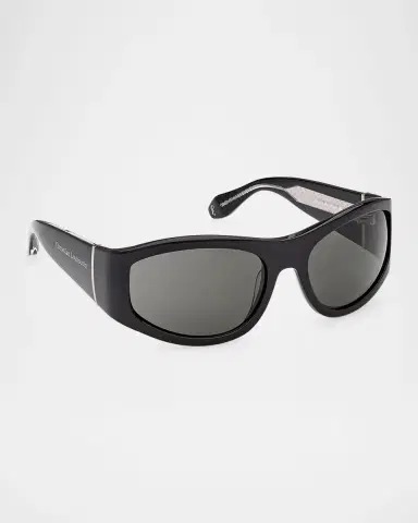 Christian Louboutin Men's Temple-Logo Acetate Rectangle Sunglasses | Thumbnail 8 Christian Louboutin Men's Temple-Logo Acetate Rectangle Sunglasses | Thumbnail 8