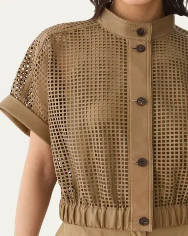 Lafayette 148 New York Laser Cutout Leather Jacket | Thumbnail 5 Lafayette 148 New York Laser Cutout Leather Jacket | Thumbnail 5