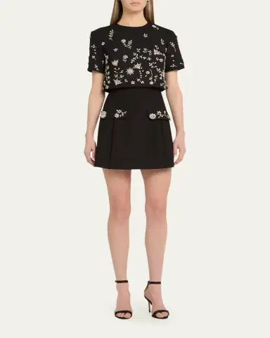 Oscar de la Renta Crystal Short-Sleeve Bolero Mini Dress | Thumbnail 2 Oscar de la Renta Crystal Short-Sleeve Bolero Mini Dress | Thumbnail 2