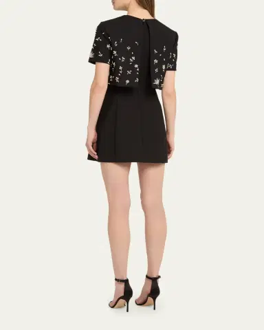 Oscar de la Renta Crystal Short-Sleeve Bolero Mini Dress | Thumbnail 3 Oscar de la Renta Crystal Short-Sleeve Bolero Mini Dress | Thumbnail 3