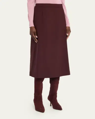 Lafayette 148 New York A-Line Stretch Wool Midi Skirt | Thumbnail 4 Lafayette 148 New York A-Line Stretch Wool Midi Skirt | Thumbnail 4