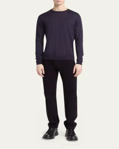 Giorgio Armani Men's Silk and Cotton Crewneck Sweater | Thumbnail 2 Giorgio Armani Men's Silk and Cotton Crewneck Sweater | Thumbnail 2