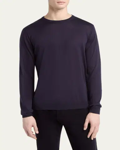 Giorgio Armani Men's Silk and Cotton Crewneck Sweater | Thumbnail 4 Giorgio Armani Men's Silk and Cotton Crewneck Sweater | Thumbnail 4