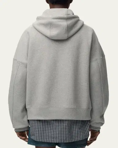 Loewe Men's Relaxed Fit Fleece Leather-Drawstring Hoodie | Thumbnail 3 Loewe Men's Relaxed Fit Fleece Leather-Drawstring Hoodie | Thumbnail 3
