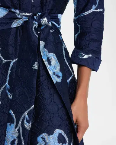 Rickie Freeman for Teri Jon A-Line Metallic Jacquard Shirt Gown | Thumbnail 5 Rickie Freeman for Teri Jon A-Line Metallic Jacquard Shirt Gown | Thumbnail 5