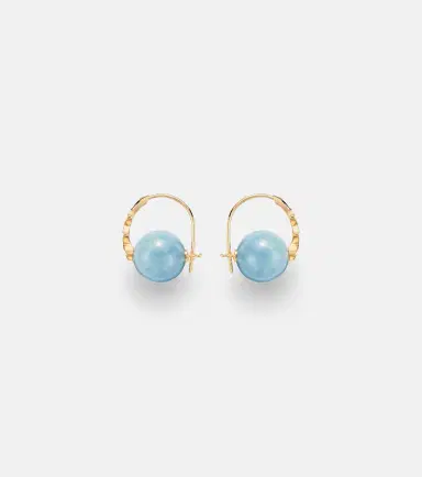 Sydney Evan 14kt gold earrings with diamonds and aquamarines | Thumbnail 2 Sydney Evan 14kt gold earrings with diamonds and aquamarines | Thumbnail 2