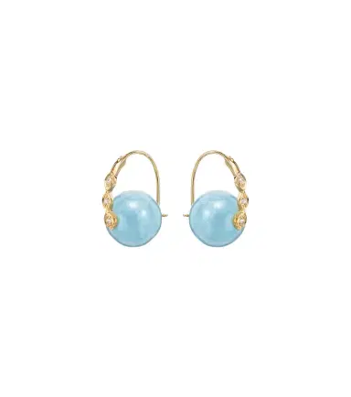 Sydney Evan 14kt gold earrings with diamonds and aquamarines | Thumbnail 1 Sydney Evan 14kt gold earrings with diamonds and aquamarines | Thumbnail 1