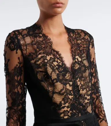 Elie Saab Lace-trimmed cotton and silk-blend gown | Thumbnail 2 Elie Saab Lace-trimmed cotton and silk-blend gown | Thumbnail 2