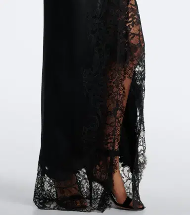 Elie Saab Lace-trimmed cotton and silk-blend gown | Thumbnail 4 Elie Saab Lace-trimmed cotton and silk-blend gown | Thumbnail 4
