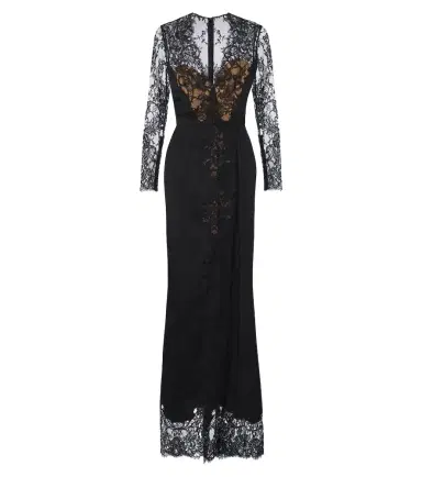 Elie Saab Lace-trimmed cotton and silk-blend gown | Thumbnail 1 Elie Saab Lace-trimmed cotton and silk-blend gown | Thumbnail 1