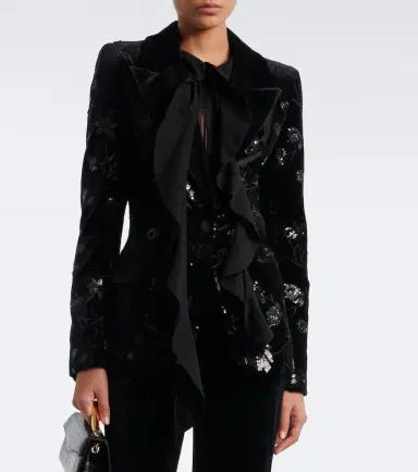 Elie Saab Sequined velvet blazer | Thumbnail 2 Elie Saab Sequined velvet blazer | Thumbnail 2